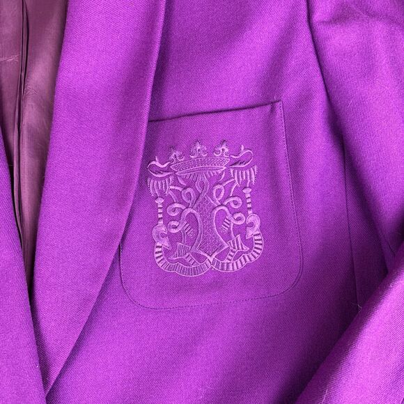 Vintage Classiques 100% Wool Blazer Womens L Fuchsia Purple Embroidery (1105) - Picture 4 of 15
